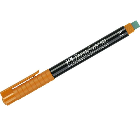 Перманентный маркер Faber-Castell Multimark permanent M, оранжевый, пулевидный, 1 мм, с ластиком 152515