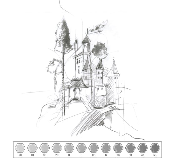 Набор чернографитных карандашей Faber-Castell Castell 9000 Design Set 12 шт, 5H-5B, заточенный, металлический корпус 119064