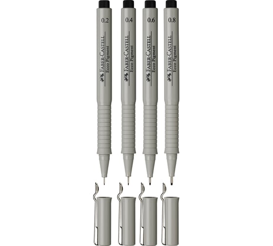 Набор капиллярных ручек Faber-Castell Ecco Pigment черные, 4 шт, 0.2/0.4/0.6/0.8 мм 167004
