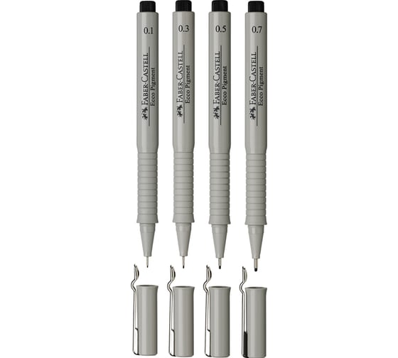 Набор капиллярных ручек Faber-Castell Ecco Pigment черные, 4 шт, 0.1/0.3/0.5/0.7 мм 166004