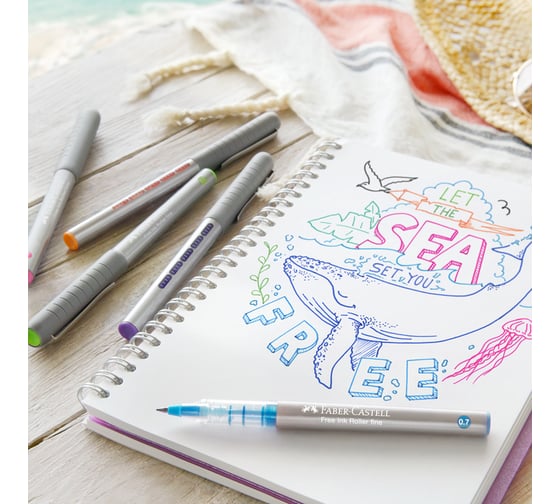 Ручка-роллер Faber-Castell Free Ink синяя, 0.7 мм, одноразовая 348151