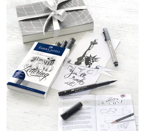 Набор капиллярных ручек Faber-Castell Pitt Artist Pen Lettering 7 шт+карандаш+точилка 267118