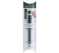 Чернографитный карандаш Faber-Castell Castell 9000 B, заточенный, с ластиком и колпачком-точилкой, пластиковый футляр 119037