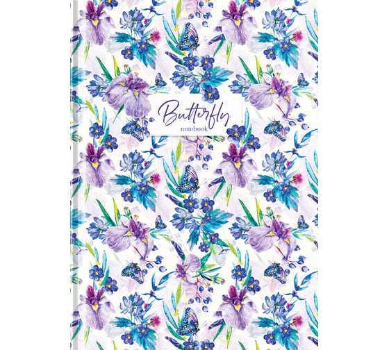 Бизнес-блокнот OfficeSpace Узор Butterflies&Flowers А5, 80 листов, матовая ламинация ББ5т80_34094