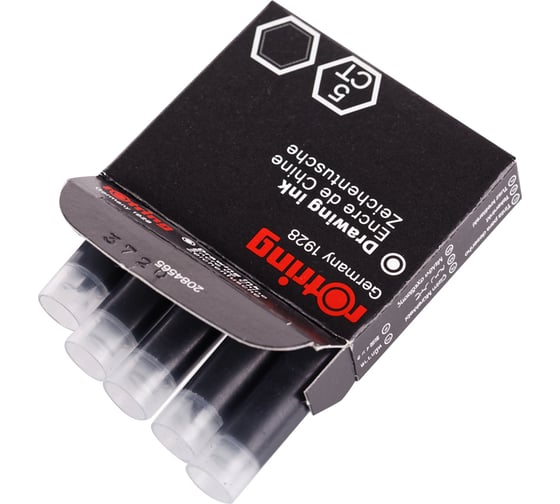Чернила для рапидографа Rotring черный, картридж, 5 шт, картонная упаковка S0215630 1