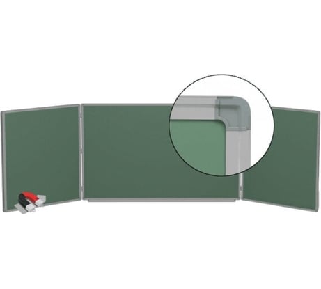 Магнитно-меловая доска BoardSYS 3-элементная, в алюминиевом профиле 30ТЭ-300М