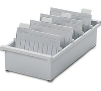 Картотека пластиковая ОФИСМАГ ФОРМАТ А5 (210x148 мм), горизонтальная на 1300 карточек, серая, HAN (Германия), НА955/0/11 231167