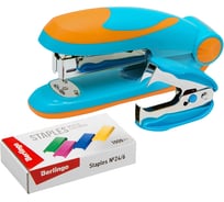 Набор BERLINGO Fuze степлер №24/6,26/6 до 25 листов, голубой, антистеплер, скобы №24/6 H3209a