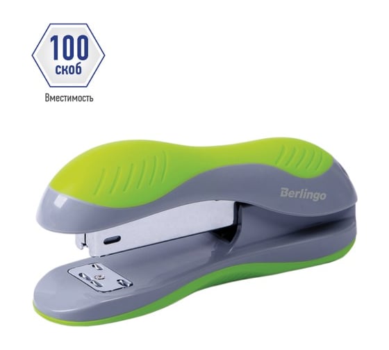 Степлер BERLINGO Office Soft №24/6, 26/6 до 25 листов, пластиковый корпус, зеленый H25004