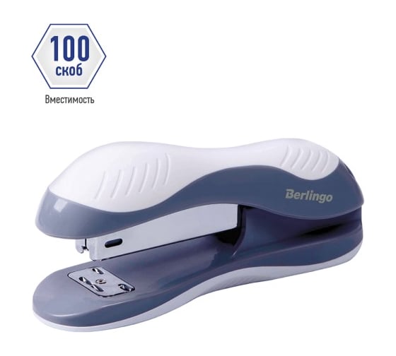 Степлер BERLINGO Office Soft №24/6, 26/6 до 25 листов, пластиковый корпус, белый H25002