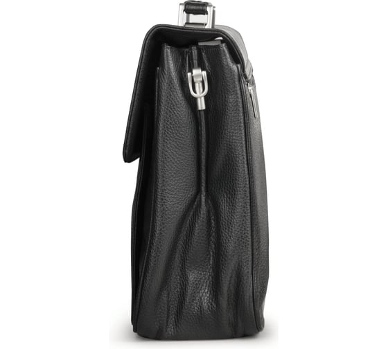 Портфель из натуральной кожи ОФИСМАГ 38x27x12 см, 2 отделения, замок с ключом, черный, 2-237 240365