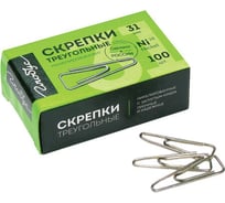 Скрепки ОФИСМАГ 31 мм, никелированные, с загнутым краем, треугольные, 100 шт., в картонной коробке, GLOBUS, С31-100Н 224971