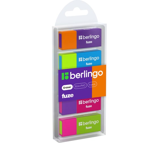 Ластик BERLINGO Fuze 5 шт, прямоугольные, 50х20х11 мм, пластиковая коробка BLc_00380_5 1