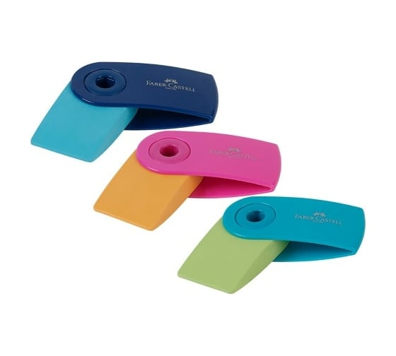 Прямоугольный ластик Faber-Castell Sleeve Mini 54х25х13 мм, пластиковый футляр, ассорти тренд цвета 182445