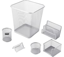 Настольный набор BERLINGO Steel&Style из металла, 6 предметов, с корзиной, серебристый BMs_41711