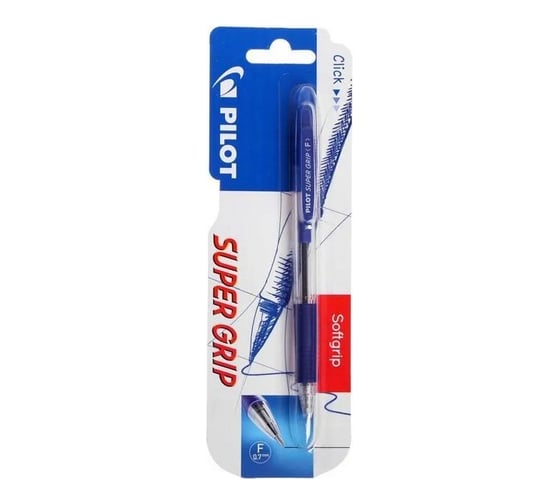 Автоматическая шариковая ручка PILOT Super Grip синяя, 0.7 мм, грип BPGP-10R-F-L