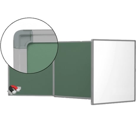 Магнитно-комбинированная доска BoardSYS Эконом трехэлементная, 100х300 см 10БЧТЭ*300К