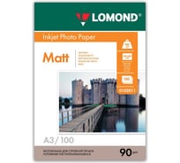 Фотобумага матовая ОФИСМАГ БОЛЬШОГО ФОРМАТА, А3, 90 г/м2, односторонняя, 100 листов, LOMOND, 0102011 362219