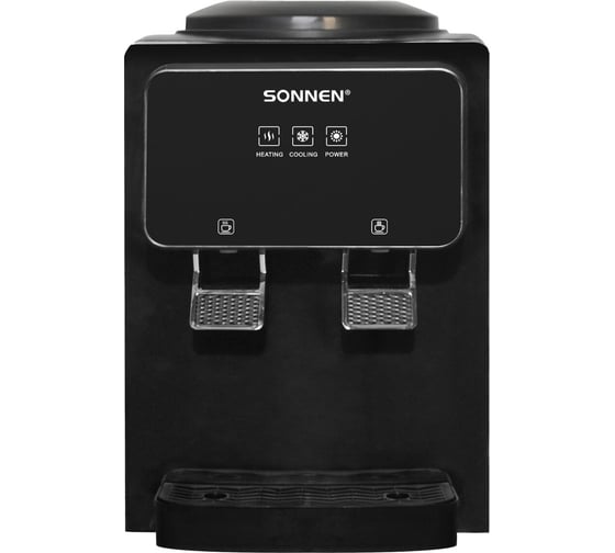 Кулер для воды SONNEN TSE-02FBP, настольный, нагрев/охлаждение электронное, 2 крана, антрацит 455750