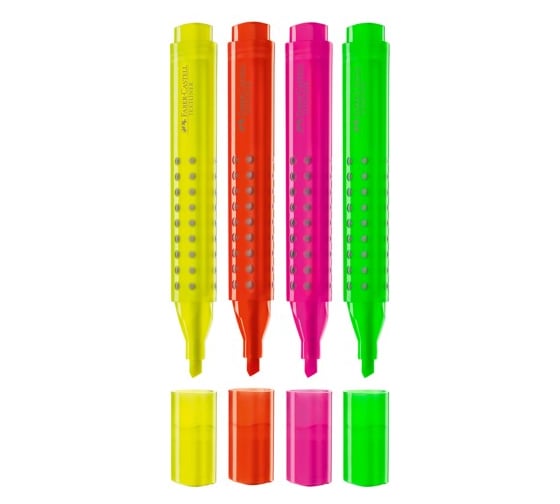 Набор текстовыделителей Faber-Castell Grip 1543 4 цвета, 1-5 мм, пластиковая упаковка 154304