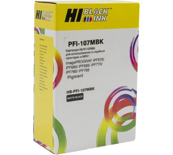 Картридж Hi-Black (PFI-107MBK) для Canon iPF680/685/780/785, MBK HB-CAN-PFI-107MBK-Bk 1