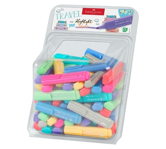 Текстовыделитель Faber-Castell TL 46 Pastel 100 шт, ассорти, 1-5 мм, пластиковый куб 254613