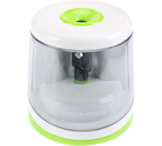 Электрическая точилка Prof-Press 1 отверстие с контейнером, бело-зеленая ТК-8053
