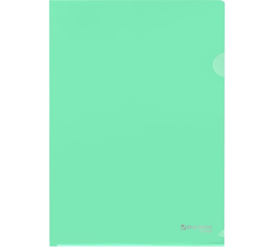 Непрозрачная жесткая папка-уголок BRAUBERG А4 цвет мятный 0,15мм, PASTEL 272892