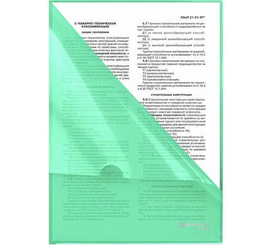 Непрозрачная жесткая папка-уголок BRAUBERG А4 цвет мятный 0,15мм, PASTEL 272892