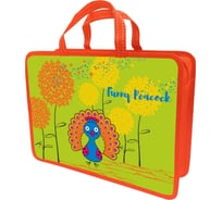 Папка-портфель Lamark Funny Peacock A4, 1 отделение, на молнии, с ручками DC0028