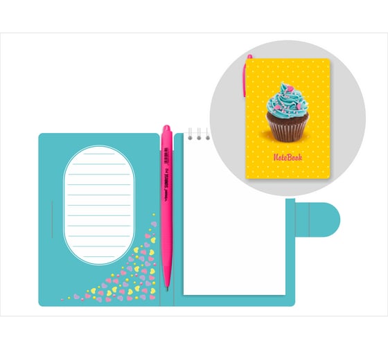 Блокнот Lamark Sweet Caramel OilPen с ручкой, 105х150 мм, ручка автомат, блок спираль NB0116