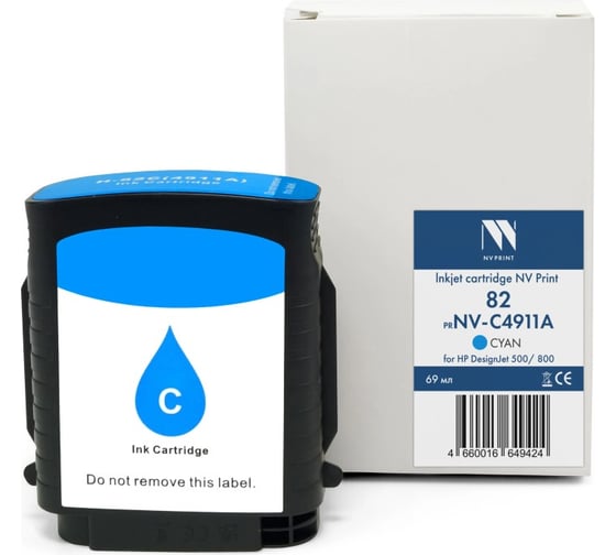 Струйный картридж NV Print 82 NV- C4911A Cyan для HP DesignJet 500/800 69 мл совместимый NV-C4911A 1