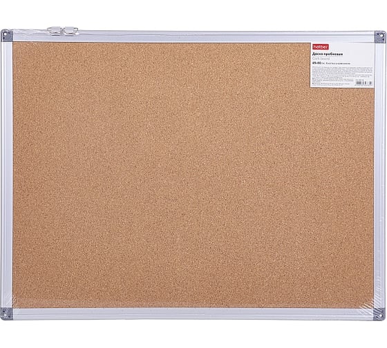 Доска пробковая HATBER 45x60 см кнопки в комплекте, 8 шт в упаковке 089156