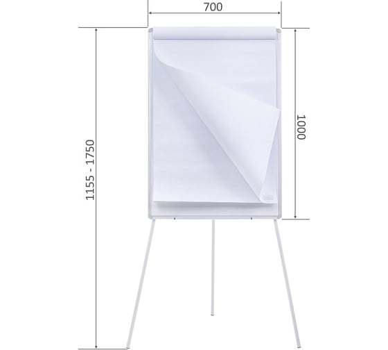 Флипчарт магнитно-маркерный HATBER 70x100 см полочкой для аксессуаров, регулировка по высоте 089163