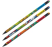 Чернографитный карандаш BERLINGO Hype HB, черное дерево, круглый, заточенный, с ластиком, ассорти BP01190