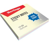 Самоклеящийся блок BERLINGO Ultra Sticky 75x75 мм, 100 листов, 4 пастельных цвета LSn_39601