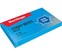 Самоклеящийся блок BERLINGO Ultra Sticky 50x75 мм, 80 листов, синий неон LSn_39412