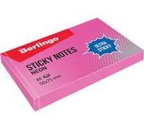 Самоклеящийся блок BERLINGO Ultra Sticky 50x75 мм, 80 листов, розовый неон LSn_39413