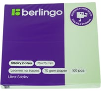 Самоклеящийся блок BERLINGO Ultra Sticky 75x75 мм, 100 листов, пастель, зеленый LSn_39206