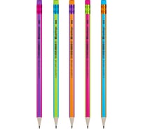 Карандаш чернографитовый Berlingo Fuze HB, 72 шт в упаковке, трехгран., заточен., с ластиком, ассорти BP00865