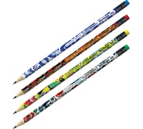 Чернографитный карандаш BERLINGO Traditional HB, круглый, заточенный, с ластиком, ассорти BP00875