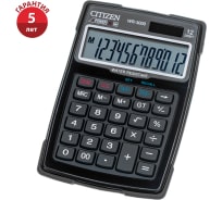 Водонепроницаемый калькулятор Citizen WR-3000 12 разрядов, двойное питание, черный