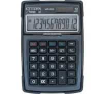 Водонепроницаемый калькулятор Citizen WR-3000 12 разрядов, двойное питание, черный