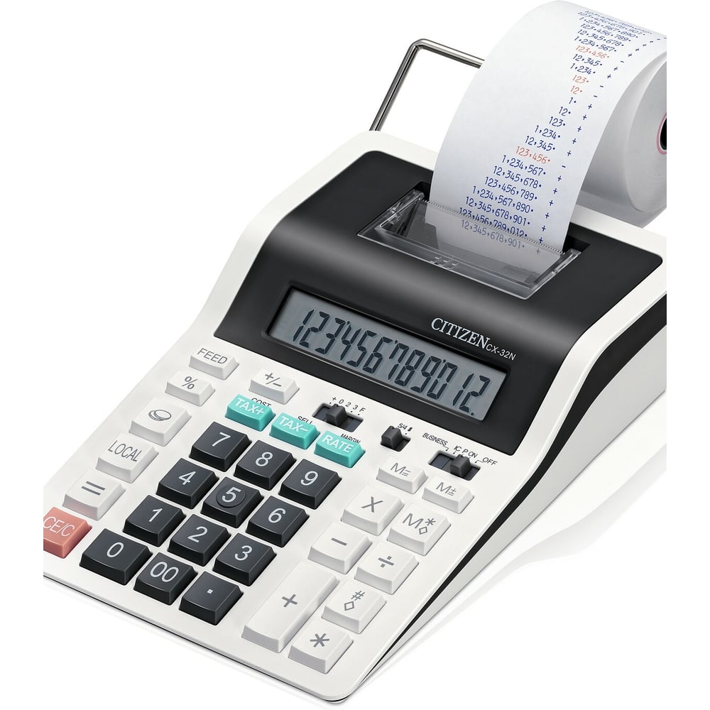 Калькулятор печатающий Citizen CX-32N 12 разрядов, 147х226х68мм, 2 ...