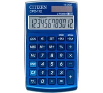 Калькулятор карманный Citizen CPC-112BLWB 12 разрядов, двойное питание, синий