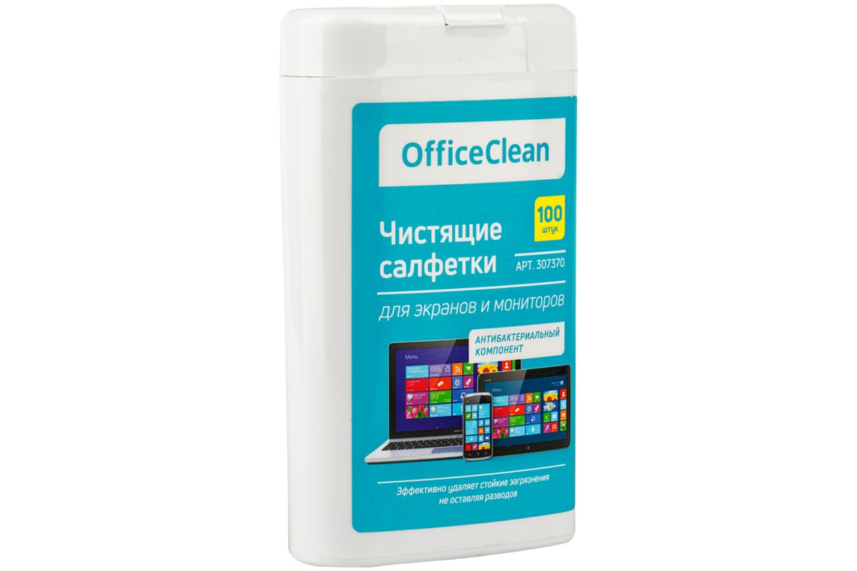 Влажные портативные чистящие салфетки для экранов и мониторов OfficeClean  100 шт. 307370 - выгодная цена, отзывы, характеристики, фото - купить в  Москве и РФ