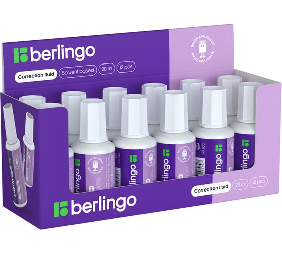 Корректирующая жидкость BERLINGO 20 мл, на химической основе, с кистью KR 530
