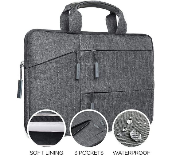 Сумка Satechi Water-Resistant Laptop Carrying Case для ноутбуков до 15, 16 дюймов, материал нейлон, цвет серый ST-LTB15