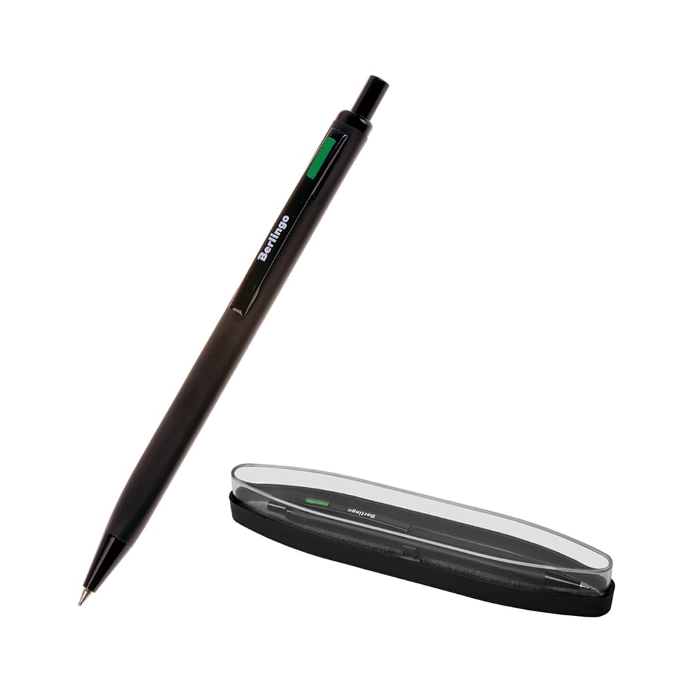 Шариковая подарочная ручка Berlingo Triangle зеленый акцент, 0.7 мм .