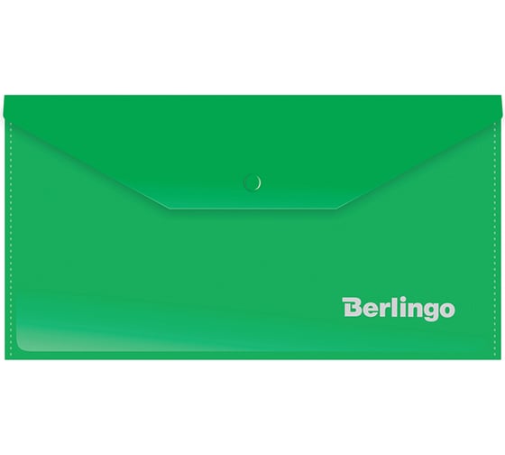 Папка-конверт BERLINGO на кнопке, C6, 180 мкм, зеленая AKk_06304 1